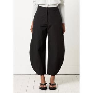 Amomento Women’s Curved Leg Pants Barrel Wide Cropped Small 0 Cotton